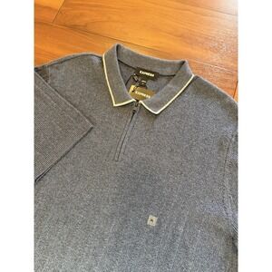 Express Navy Blue Textured Quarter-Zip Polo Short Sleeve Shirt NWT Men's Size XL
